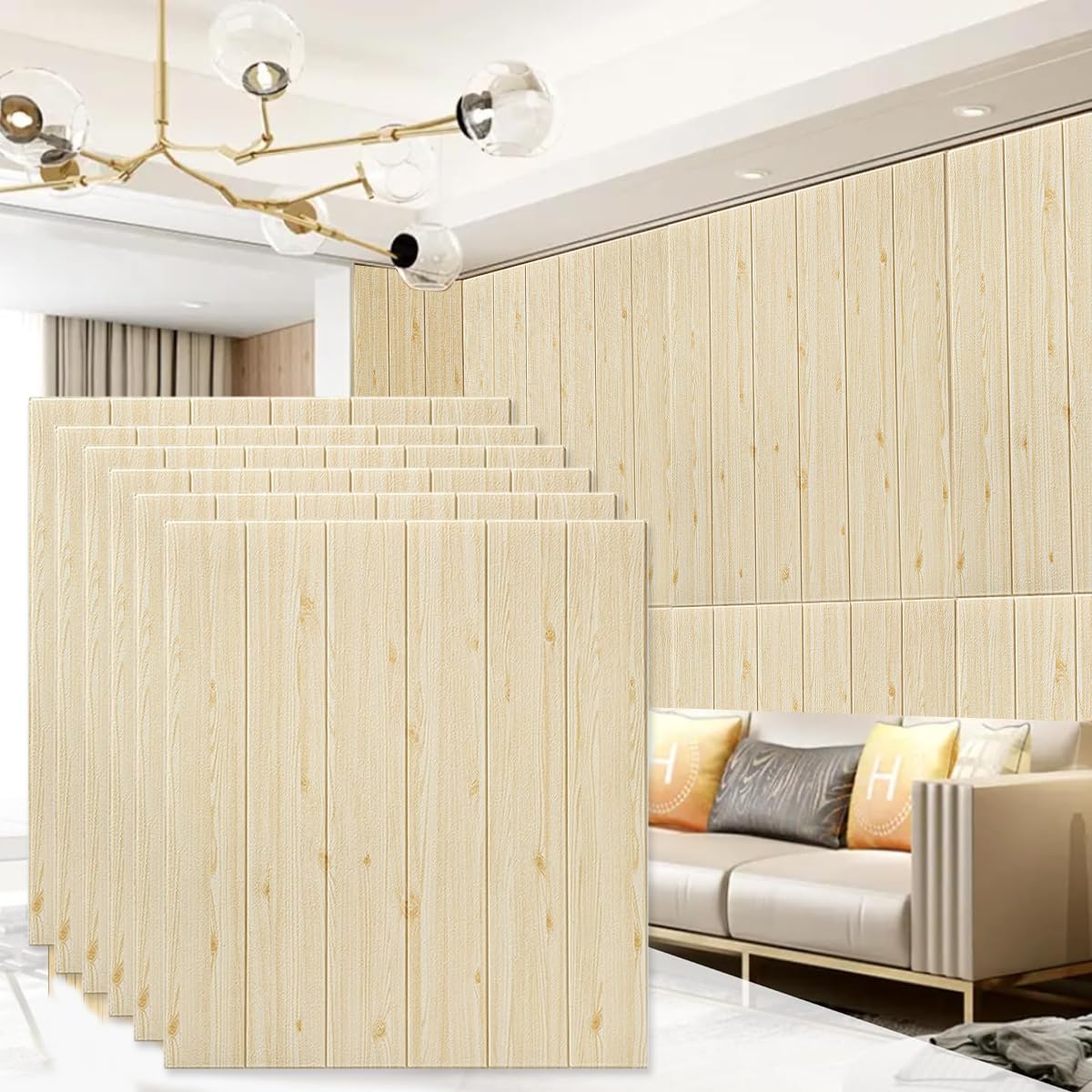 HASTHIP 6Pcs 3D Wall Stickers 27.5 Inches Square Beige Wooden Texture Wall Stickers Self-adhesive Wall Stickers for Home Decor Decorative Background Wall Stickers for Bedroom, Living Room HASTHIP 6Pcs 3D Wall Stickers 27.5 Inches Square Beige Wooden Texture Wall Stickers Self-adhesive Wall Stickers for Home Decor Decorative Background Wall Stickers for Bedroom, Living Room
